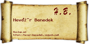 Hevér Benedek névjegykártya